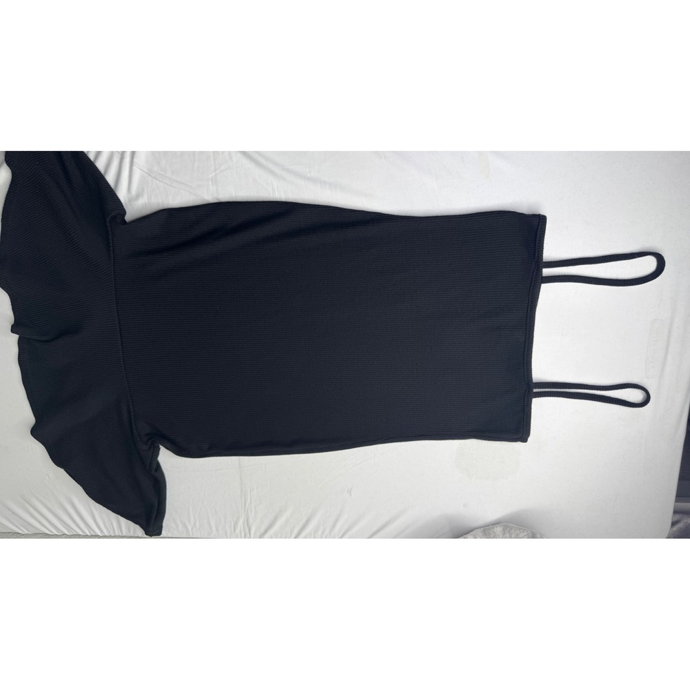 Nasty Gal Collection Flip Em Off Mini Dress Black Ribbed Off Shoulder Size 6 NEW
